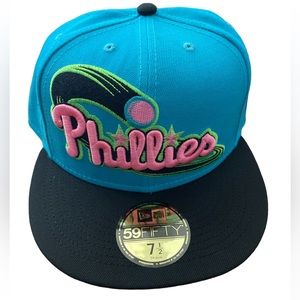 Phillies NWT new era 59fifty aqua blue/pink/black cap